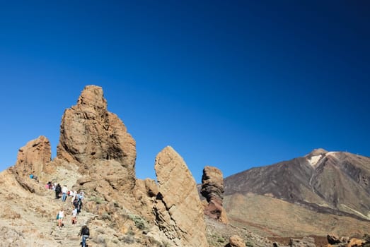 Mountain landscape of Tenerife. Volcanic island. Hills and valleys.