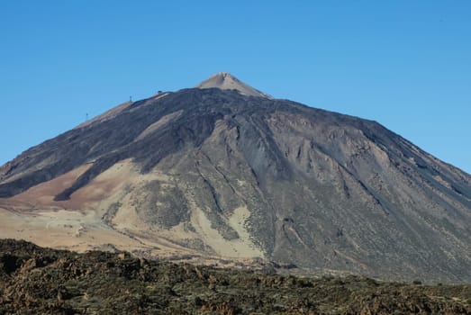 Mountain landscape of Tenerife. Volcanic island. Hills and valleys.