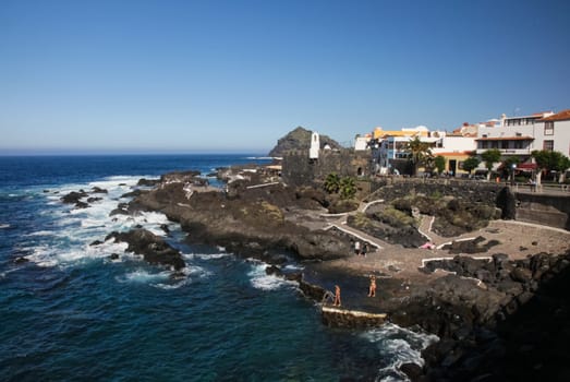 Mountains off the coast of Tenerife. the ocean coast.