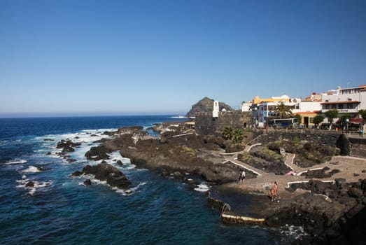 Mountains off the coast of Tenerife. the ocean coast.