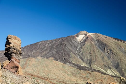 Mountain landscape of Tenerife. Volcanic island. Hills and valleys.