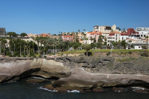 Costa Adeje, Tenerife, Spain - July 28, 2013: Hotels in Tenerife. Infrastructure for tourists.