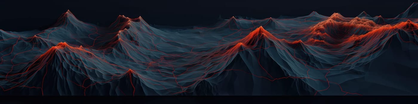 Tech dark topographic 3d relief abstract background. Generative AI design