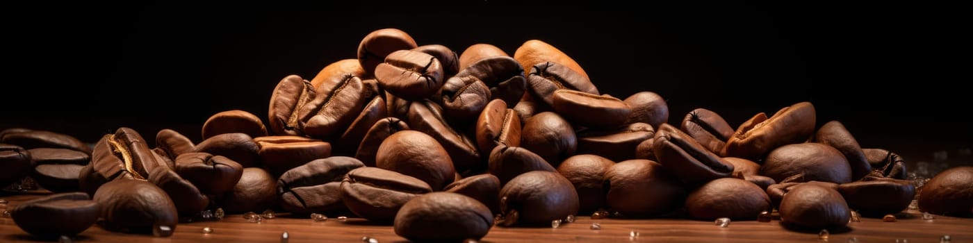Roasted coffee beans background. Generative AI image