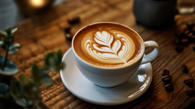 Cup of coffee latte. Generative AI image