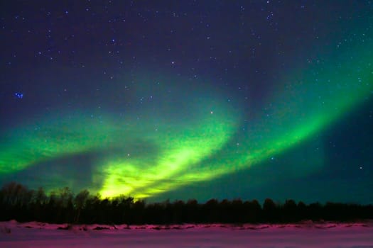 Northern lights (aurora borealis) display near Kaamanen, Finland