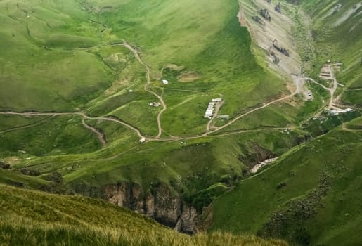Mountain landscape with grass in the hills. Mountain landscape. Mountain vegetation.