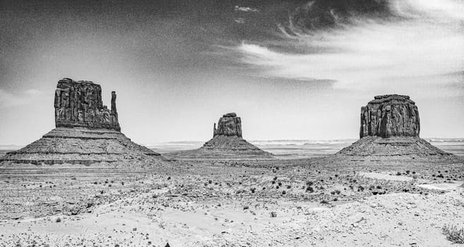 Mittens and Merric Butte  are giant sandstone formation in the Monument valley, USA