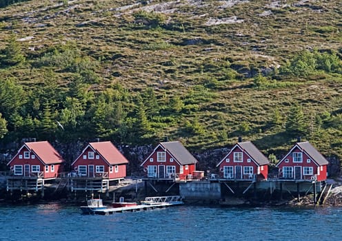 small typical houses for angler in Bessaker, Norway