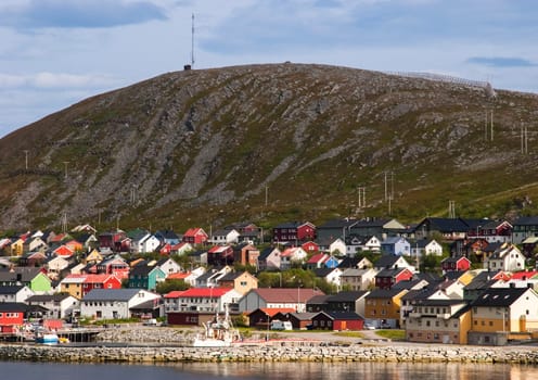 scenic view to kjollefjord, a small village in the Finnmark, Norway