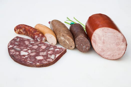 delicious sausages handmade by the butcher with traditional recipe