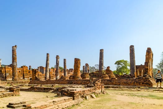 famous temple area Wat Phra Si Sanphet, Royal Palace in Ayutthaya, Thailand