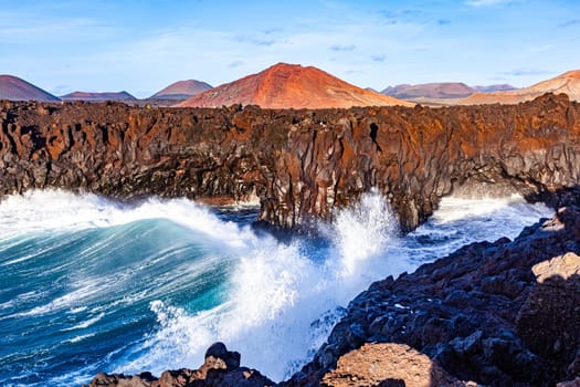 Los Hervideros, coastline in Lanzarote with huge waves