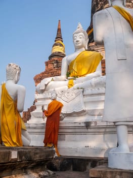 Prayer group statues, Wat Yai Chai Mongkol, Ayutthaya, Thailand