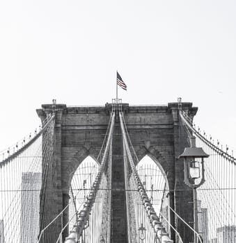 famous Brooklyn Bridge in New York in black and white
