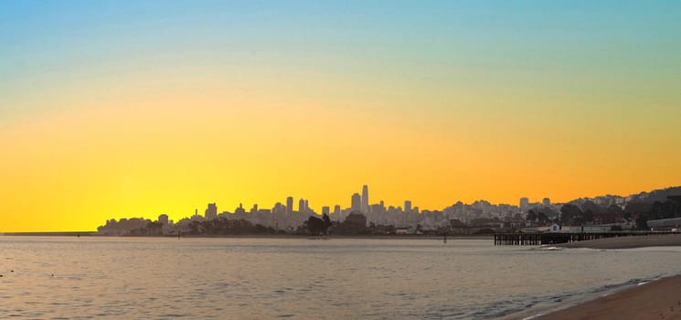 scenic skyline of San Francisco in early morning light
