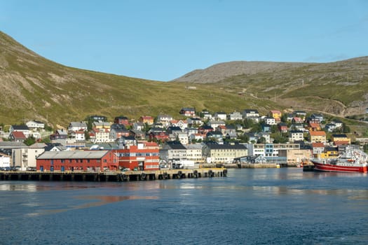 Troms og Finnmark, Honningsvag, view from the sea, Norway