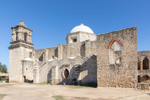 view to historic mission conception at San Antonio mission trail, an Unesco world heritage site.