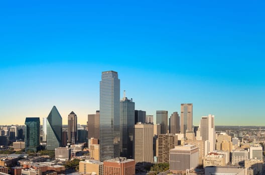 scenic skyline in late afternoon in Dallas, Texas, USA