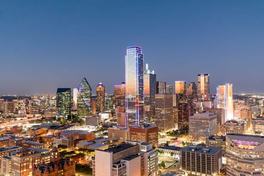skyline of Dallas by night, Texas, USA