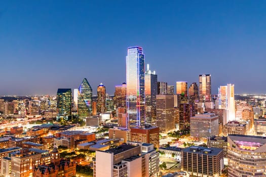 skyline of Dallas by night, Texas, USA
