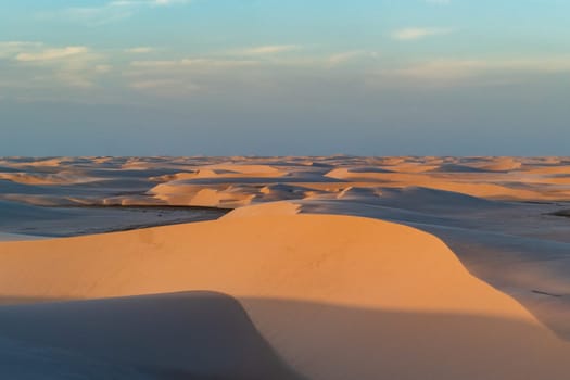 scenic desert dune landscape Lencois Maranhenses National Park - Parque Nacional dos Lencois Maranhenses in northeastern Brazil, just east of the Baía de Sao Jose