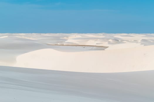 scenic desert dune landscape Lencois Maranhenses National Park - Parque Nacional dos Lencois Maranhenses -  is a national park in Maranhao state in northeastern Brazil, just east of the Baía de Sao Jose