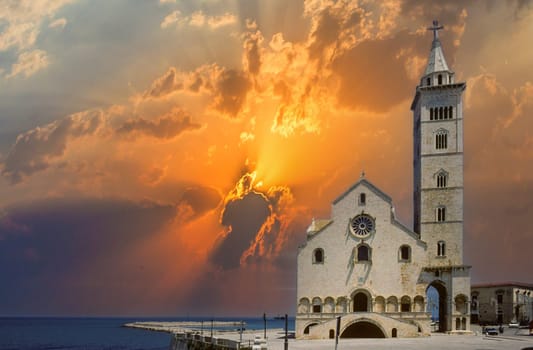 scenic cathedral of Trani at the harbor area