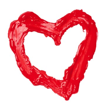 A heart drawn with thick red paint, a symbol of love