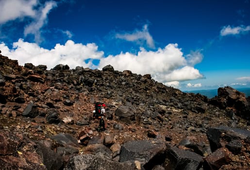 Mountain landscape with a stony scattering. Mountain landscape. Rocks without vegetation.