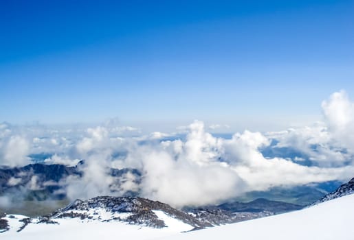 Mountain landscape with snow. Snow in the mountains. Mountain landscape.