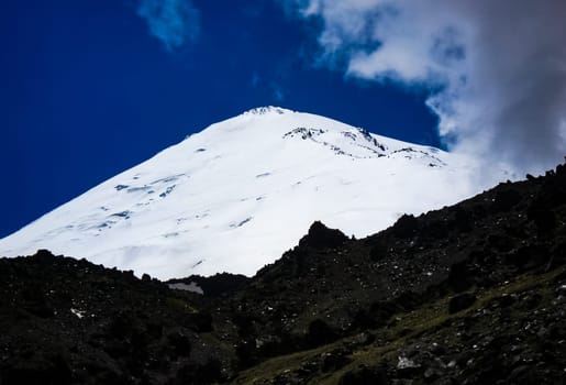 Mountain landscape with snow. Snow in the mountains. Mountain landscape.
