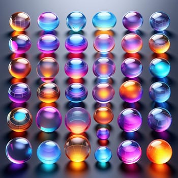 3d render. Neon glowing glass shapes on a virtual dark background. Futuristic graphic rendering. Luminous elements