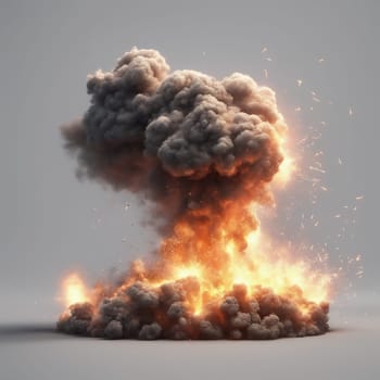 Explosion cloud, explosion effect, realistic explosion boom, realistic fire explosion. AI generated image