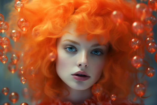 Futuristic Female model photography in neon pop style. Stylish modern woman. Generate ai