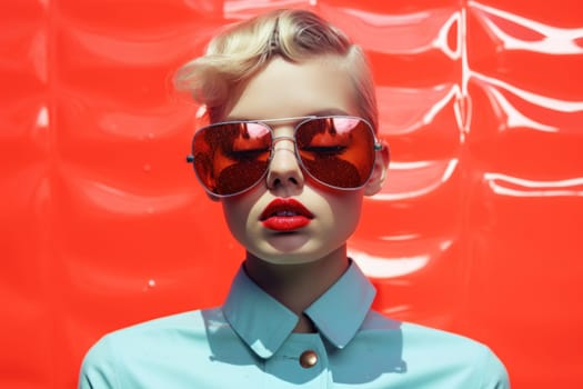 Female model photography in neon pop style. Stylish modern woman. Generate ai