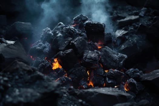 Hot Piece smoldering coal. Energy fuel. Generate Ai