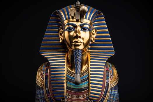 Majestic Picture ancient egyptian pharaoh portrait. Script sign wall pyramid ruller stone. Generate Ai
