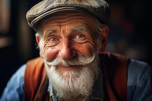 Photo of pleased senior man with hat. Looking camera picture person. Generate Ai