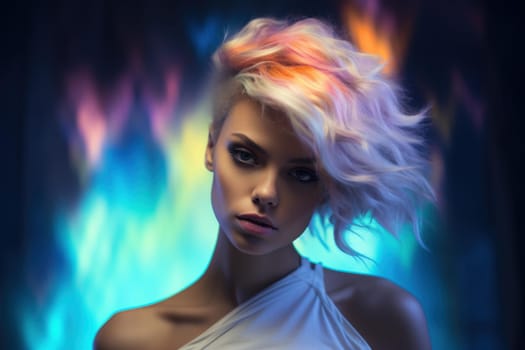 Traditional Photo happy woman. Beauty girl. Generate Ai