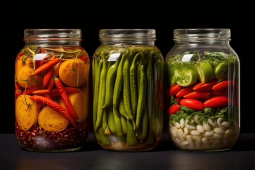 Tangy Pickled vegetables jar. Canned product. Generate Ai