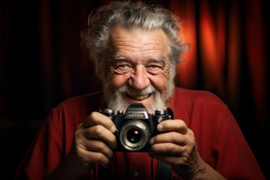 Elderly Photo of pleased senior man. Looking camera picture person. Generate Ai