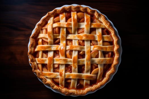 Tantalizing Pie top view food. Tasty apple bakery. Generate Ai