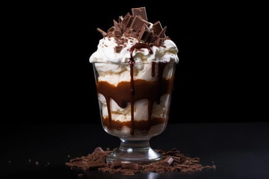 Enticing Pieces chocolate float. Sweet food. Generate Ai