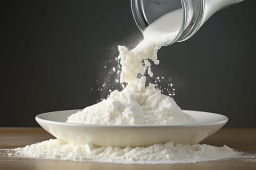 Heaped Pile powdered milk. Flour vitamin source. Generate Ai