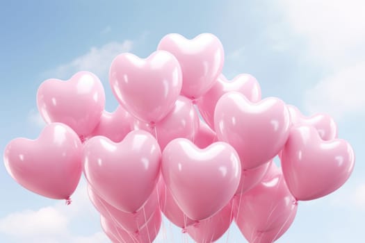 Buoyant Heart shaped helium balloons. Romantic gift. Generate Ai