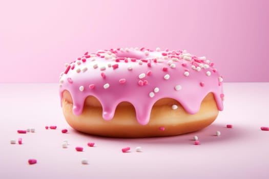 Sweet Pink donut background. Generate Ai