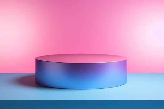 Pink and blue podium. Modern geometric. Generate Ai