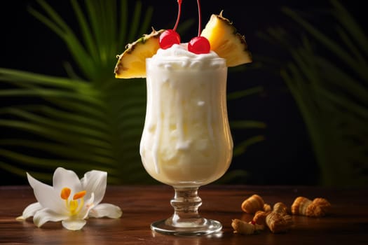Tropical Pina colada cocktail. Fruit food. Generate Ai