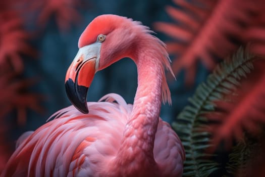 Pink flamingo safari. Safari wild. Generate Ai